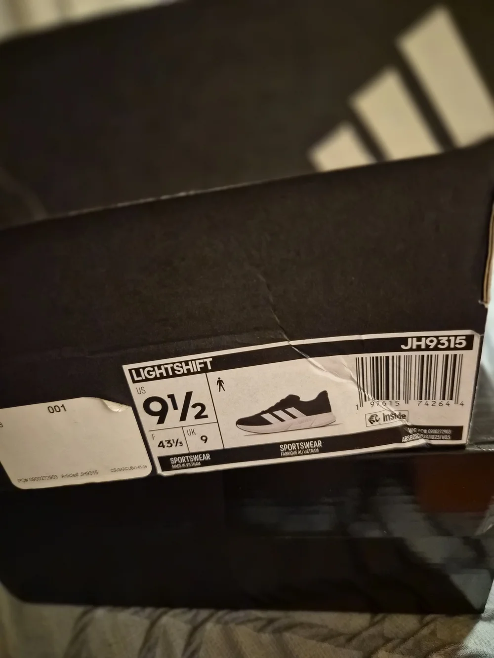 adidas Black and White Lightweight Running Sneakers